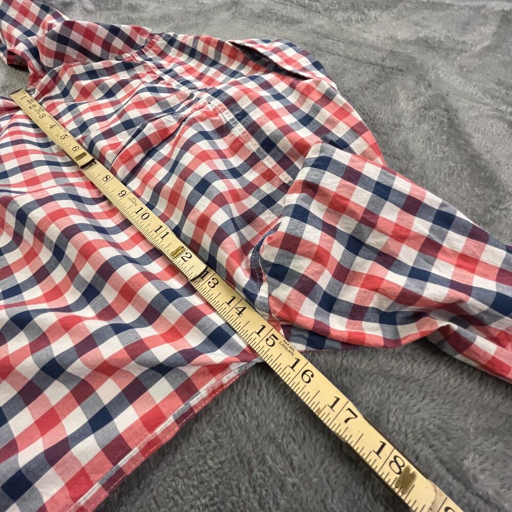 J Crew Shirt Boys Small 6/7 Long Sleeve Button Up Gingham Plaid Red White Blue - Picture 6 of 8